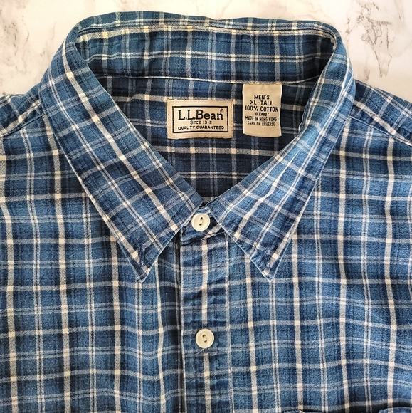 L.L. BEAN Blue and White Button Down Shirt Size XL - Picture 5 of 6